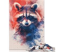 1000 Piece Raccoon Watercolor Portrait Adult Puzzles Puzzles for Adults Jigsaw Puzzles for Adults Educational Game Challenge Toy 1000pcs (75x50cm)