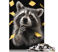 1000 Piece Raccoon's Curious Moment Square Jigsaw Puzzles for Adults, Wooden Puzzles Learning Educational Toy 1000pcs (75x50cm)