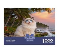 1000 Piece Ragdoll Cat Jigsaw Puzzle for Adults - A Mindful Challenge, Family Game, Beach Rocks Puzzles, Home Decoration Gifts 70x50cm/1000pcs