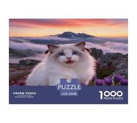 1000 Piece Ragdoll Cat Jigsaw Puzzle for Adults Kids - Challenging Brain Teaser, Cloud Sea Puzzle, Decoration Unique Gift 52x38cm/1000pcs
