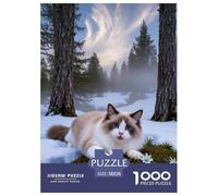 1000 Piece Ragdoll Cat Jigsaw Puzzle for Adults Kids - Challenging Brain Teaser, Snowy Moss Puzzle, Decoration Gifts 38x26cm/1000pcs