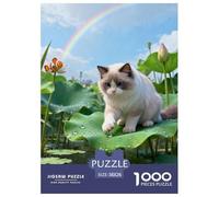 1000 Piece Ragdoll Cat Jigsaw Puzzle for Adults & Kids - Family-Friendly Brain Teaser, Lotus Pond Jigsaws, Decoration Birthday Gifts 38x26cm/1000pcs