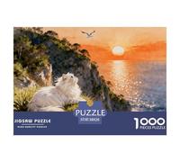 1000 Piece Ragdoll Cat Jigsaw Puzzle for Adults Kids - Family-Friendly Brain Teaser, Sunset Cliff Puzzles, Home Decoration Birthday Gifts 38x26cm/1000pcs