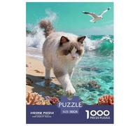 1000 Piece Ragdoll Cat Jigsaw Puzzle for Adults & Kids - Family Fun, Family Happy Game, Beach Puzzle, Home Decoration Unique Gift 38x26cm/1000pcs