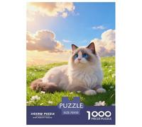 1000 Piece Ragdoll Cat Jigsaw Puzzle for Adults & Kids - Family Fun, Family Happy Game, Grassland Jigsaws, Home Decoration Birthday Gifts 70x50cm/1000pcs
