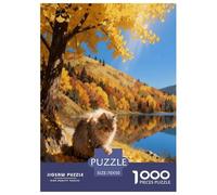 1000 Piece Ragdoll Cat Jigsaw Puzzle for Adults Kids - Family Fun, Family Happy Game, Yellow Leaves Puzzles, Home Decoration Unique Gift 70x50cm/1000pcs