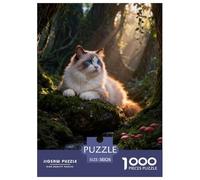 1000 Piece Ragdoll Cat Jigsaw Puzzles for Adults - Challenging Game, Forest Moss Puzzles, Decoration Unique Gift 38x26cm/1000pcs