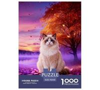 1000 Piece Ragdoll Cat Jigsaw Puzzles for Adults - Challenging Game, Maple Leaf Lake Jigsaws, Decoration Unique Gift 70x50cm/1000pcs