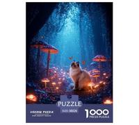 1000 Piece Ragdoll Cat Jigsaw Puzzles for Adults - Challenging Game, Mushroom Forest Puzzles, Decoration Birthday Gifts 38x26cm/1000pcs