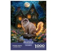 1000 Piece Ragdoll Cat Jigsaw Puzzles for Adults - Family Fun, Family Game, Forest Cabin Jigsaws, Decoration Gifts 52x38cm/1000pcs