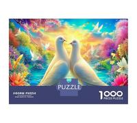 1000 Piece Rainbow Feather Jigsaws Puzzles Fun Details Home Decoration Paired Peace Dove Puzzles Challenging Games for Adults & Kids Age 12 Years Up 38x26cm/1000pcs
