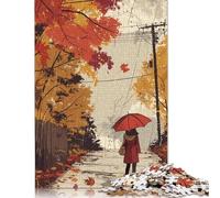 1000 Piece Rainy Autumn Walk Jigsaw Puzzles for Adult Teenagers Wooden Puzzles for Adults Puzzles Educational Game Challenge Toy 1000pcs (75x50cm)