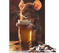 1000 Piece Rat Beer Square Jigsaw Puzzles for Adults, Wooden Puzzles Educational Game for Children 1000pcs (75x50cm)