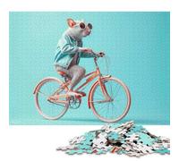 1000 Piece Rat with The Bicycle Square Jigsaw Puzzles for Adults, Paper Puzzles Educational Game for Children 38x26cm/1000pcs