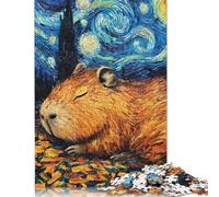 1000 Piece Rectangular Jigsaw Puzzles for Adults Capybara Sleeping Starry Night Creative Jigsaw Challenge Toy Puzzles 1000pcs (75x50cm)