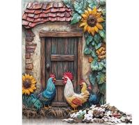 1000 Piece Rectangular Jigsaw Puzzles for Adults Easter Art Rooster Creative Jigsaw Challenge Toy Puzzles for Adults 1000pcs (75x50cm)