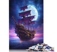 1000 Piece Rectangular Jigsaw Puzzles for Adults Fantasy Pirate Ship Creative Jigsaw Challenge Toy Puzzles for Adults 1000pcs (38x26cm)
