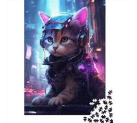 1000 Piece Rectangular Jigsaw Puzzles for Adults Futuristic Cat Creative Jigsaw Challenge Toy Puzzles for Adults 1000pcs (38x26cm)