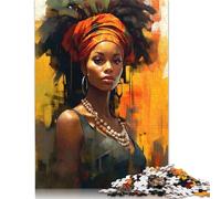 1000 Piece Rectangular Jigsaw Puzzles for Adults Painted African Woman Creative Jigsaw Challenge Toy Puzzles 1000pcs (75x50cm)