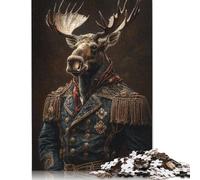 1000 Piece Rectangular Jigsaw Puzzles for Adults Vintage Moose Commander Creative Jigsaw Challenge Toy Puzzles for Adults 38x26cm/1000pcs