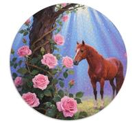 1000 Piece Red-Brown Horse Jigsaw Puzzle for Adults - Family-Friendly Brain Teaser, Pink Rose Vine Puzzle, Decoration Birthday Gifts 1000pcs (67.5x67.5cm)