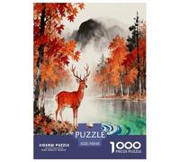 1000 Piece Red Deer Jigsaw Puzzle for Adults Kids - Family Fun, Family Happy Game, Woods Lakeside Puzzle, Home Decoration Unique Gift 70x50cm/1000pcs