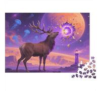 1000 Piece Red Deer on A Shattered Planet Jigsaw Puzzles for Adults & Kids, Family Puzzle Game, Birthday Gifts, Family-Friendly Brain Teaser 1000pcs (75x50cm)