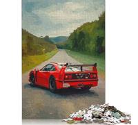 1000 Piece Red Ferrari F40 on Country Road Puzzles for Wooden Puzzles Educational Game for Adult 1000pcs (75x50cm)