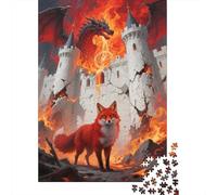 1000 Piece Red Fox Castle Pterosaur Jigsaw Puzzles for Adults & Kids, Challenge High Difficulty, Home Decoration, Puzzle Birthday Gifts, Family-Friendly Brain Teaser 1000pcs (75x50cm)