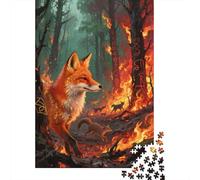 1000 Piece Red Fox Forest Fire Jigsaw Puzzles for Adults & Kids, Challenging Game, Home Decoration, Puzzle Unique Gift, Family-Friendly Brain Teaser 1000pcs (75x50cm)