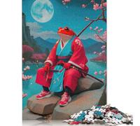 1000 Piece Red Frog Samurai Painting Square Jigsaw Puzzles for Adults, Wooden Puzzles Educational Game for Children 1000pcs (75x50cm)