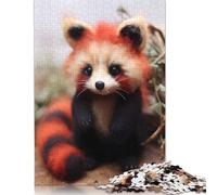 1000 Piece Red Panda Furry Panda Bear Creative Square Jigsaw Puzzles for Adults & Wooden Puzzles Stress Relief Puzzle Games And Unique 1000pcs (75x50cm)
