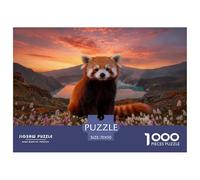1000 Piece Red Panda Jigsaw Puzzle for Adults - Challenging Brain Teaser, Lake Wildflowers Puzzles, Home Decoration Unique Gift 70x50cm/1000pcs