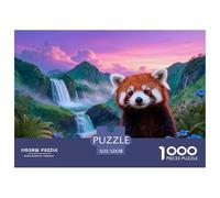 1000 Piece Red Panda Jigsaw Puzzle for Adults - Family-Friendly Brain Game, Mountain Waterfall Jigsaws, Decoration Unique Gift 52x38cm/1000pcs