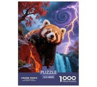 1000 Piece Red Panda Jigsaw Puzzle for Adults - Family Fun, Family Happy Game, Maple Forest Waterfall Jigsaws, Decoration Gifts 38x26cm/1000pcs