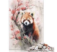 1000 Piece Red Panda Watercolor Creative Square Jigsaw Puzzles for Adults & Wooden Puzzles Educational Toys 1000pcs (75x50cm)