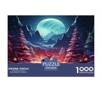 1000 Piece ReinDeer And Tree Winter Theme Jigsaw Puzzles for Adults Gifts EduCational Games Home DecoRation Arctic Forest Scene Jigsaw Puzzle for Adults And Kids 38x26cm/1000pcs