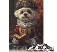 1000 Piece Renaissance-Inspired Maltese Dog Print Dog in Royal Attire Adult Jigsaw Puzzle Puzzles Wooden Puzzles Learning Educational Toy 1000pcs (75x50cm)