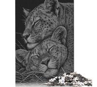 1000 Piece Resting Leopards Black And White Art Jigsaw Square Puzzle for Adults & Wooden Puzzles Educational Game Challenge Toy 1000pcs (75x50cm)