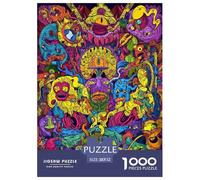 1000 Piece Restless Graffiti Game Puzzle for Adults Gifts Fun Challenging Home Decoration Brainteasing The Mad Face Graffiti Jigsaw Puzzle for Women Men Adult 52x38cm/1000pcs