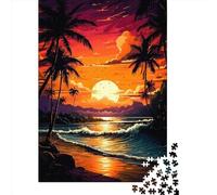 1000 Piece Retro Beach Sunset Jigsaw Puzzle for Adult Teenagers Jigsaw Puzzle For Family Fun & Game Night 1000pcs (75x50cm)