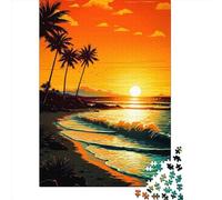 1000 Piece Retro Beach Sunset2 Square Puzzle for Adults Wooden Puzzles Educational Puzzle Family Game 1000pcs (75x50cm)