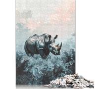 1000 Piece Rhino in Foggy Forest Jigsaw Puzzle for Adult Teenagers Paper Jigsaw Puzzles Educational Game Challenge Toy Birthday Gifts 1000pcs (38x26cm)