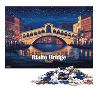 1000 Piece Rialto Bridge Venice Night Illustration Jigsaw Square Puzzle for Adults & Paper Puzzles Educational Game Challenge Toy 38x26cm/1000pcs