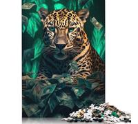 1000 Piece Rich Leopard Green Money Adult Puzzles Wooden Puzzle for Adults Educational Game Challenge Toy 1000pcs (75x50cm)