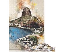 1000 Piece Rio in Watercolor Square Puzzles for Adults And Wooden Puzzles Family Activity 1000pcs (75x50cm)