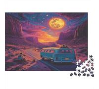 1000 Piece Road Trip Night Sky Paper Puzzle for Adults Educational Moonlight Landscape Jigsaw, Home Wall Decor Gift 70x50cm/1000pcs