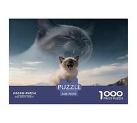 1000 Piece Roaring Cat Jigsaw Puzzle for Adults Kids - Family Fun, Family Game, Giant Head Puzzle, Decoration Birthday Gifts 70x50cm/1000pcs
