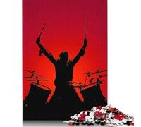 1000 Piece Rock Drummer Silhouette - Red Energy Poster Jigsaw Puzzles for Adult Teenagers Wooden Puzzles for Adults Home Decoration Puzzle Toys 1000pcs (75x50cm)