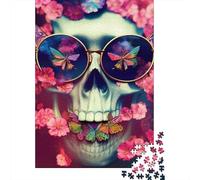1000 Piece Rose Skull Square Jigsaw Puzzles for Adults & Wooden Puzzles Learning Educational Toys Family Games 1000pcs (75x50cm)